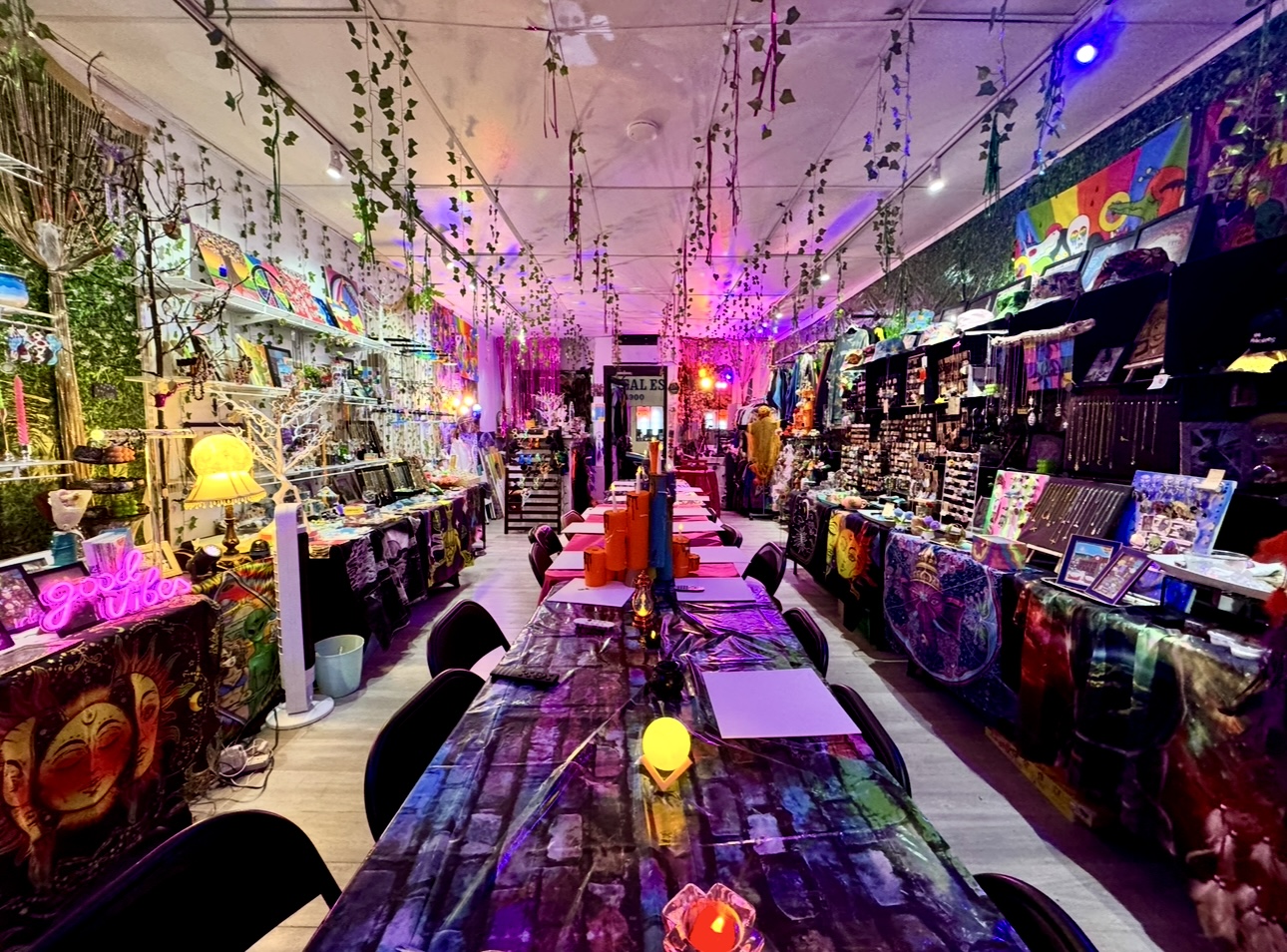 A welcoming creative space set up for an event